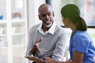 A patient in conversation with an HCP